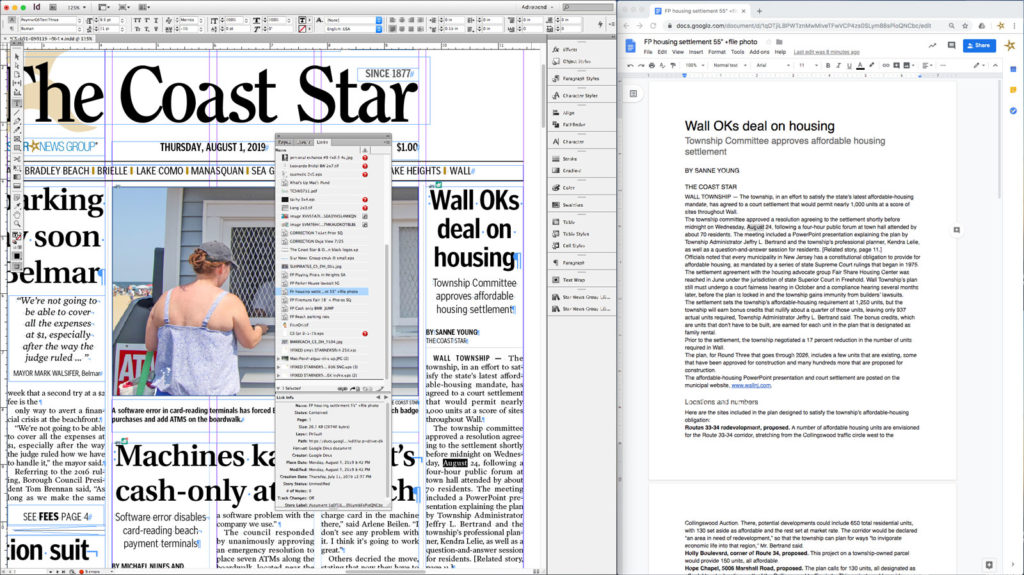 Screen shot of DocsFlow linked to InDesign